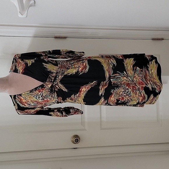 Ronnie Nicole Size 12P Black Twist Front Dress, Ruched Sleeves, NEW without Tag - Picture 1 of 12
